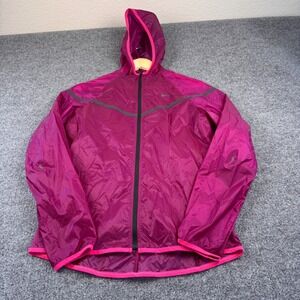 Nike Windbreaker Jacket Women Small Pink Excellent Hooded Reflective Running